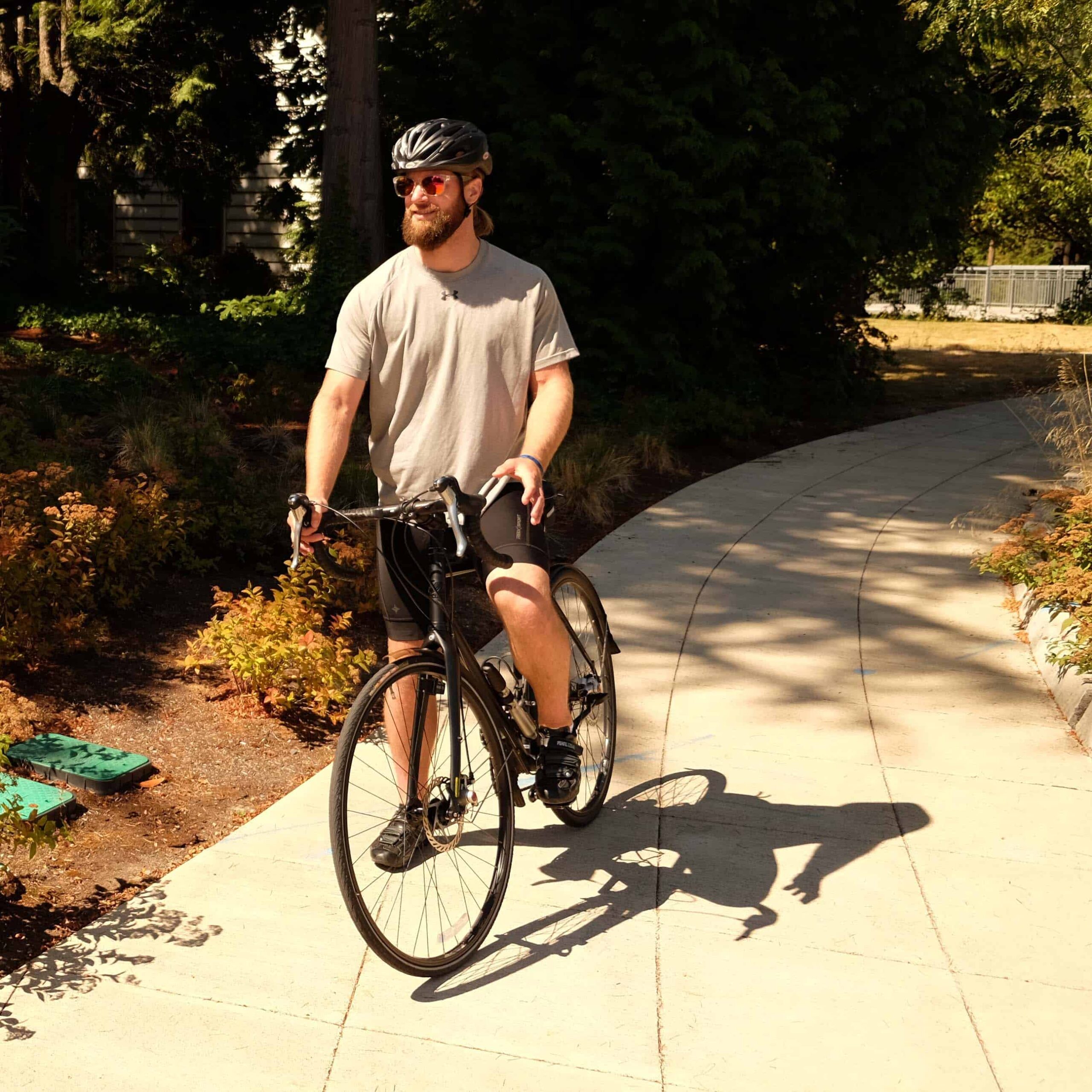 Jordan riding a bike