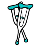 Illustration of Crutches in black and teal