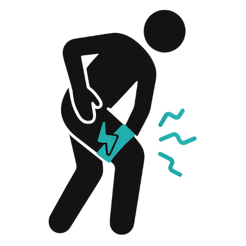 Car accident injury icon showing muscle strain and soft tissue pain treatment