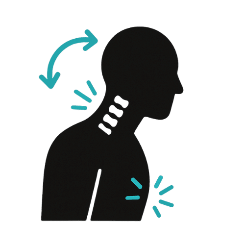 Car accident injury icon showing neck pain and whiplash treatment